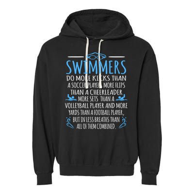 Swimmers Facts Funny Swimming Swim Coach Graphic Garment-Dyed Fleece Hoodie