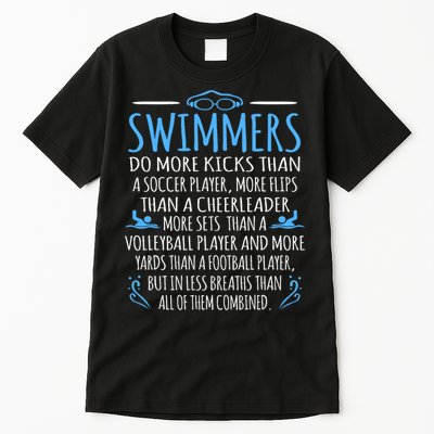 Swimmers Facts Funny Swimming Swim Coach Graphic Tall T-Shirt