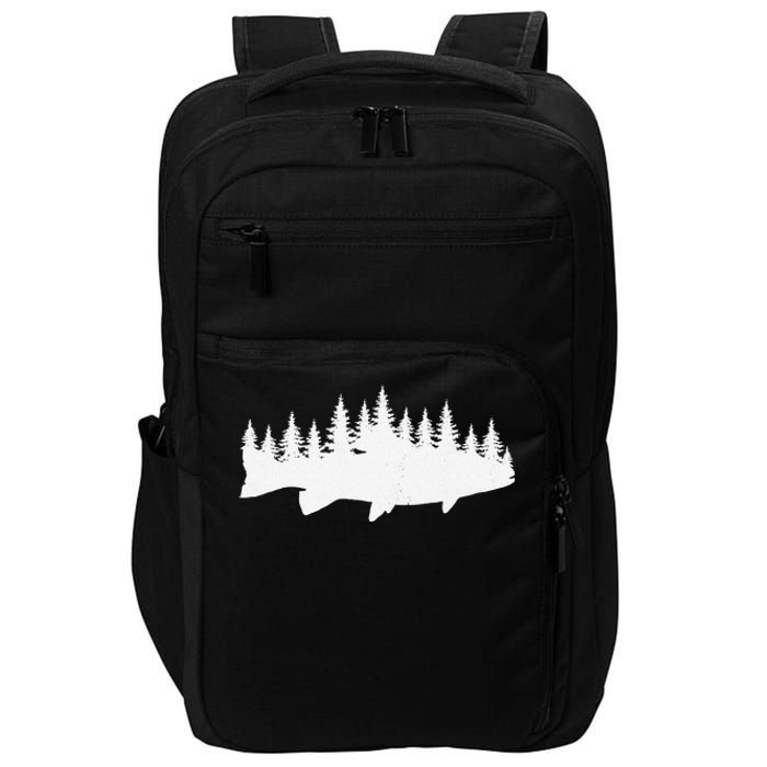 Steelhead Fishing Forest Treeline Trout Fisherman Gift Impact Tech Backpack