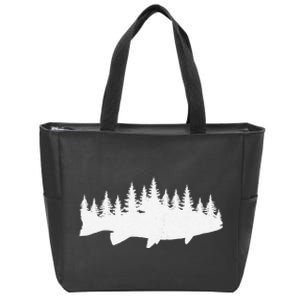 Steelhead Fishing Forest Treeline Trout Fisherman Gift Zip Tote Bag