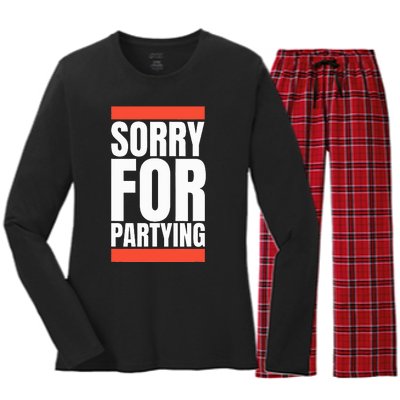 Sorry Funny For Partying Halloween Birthday Costume Women's Long Sleeve Flannel Pajama Set 