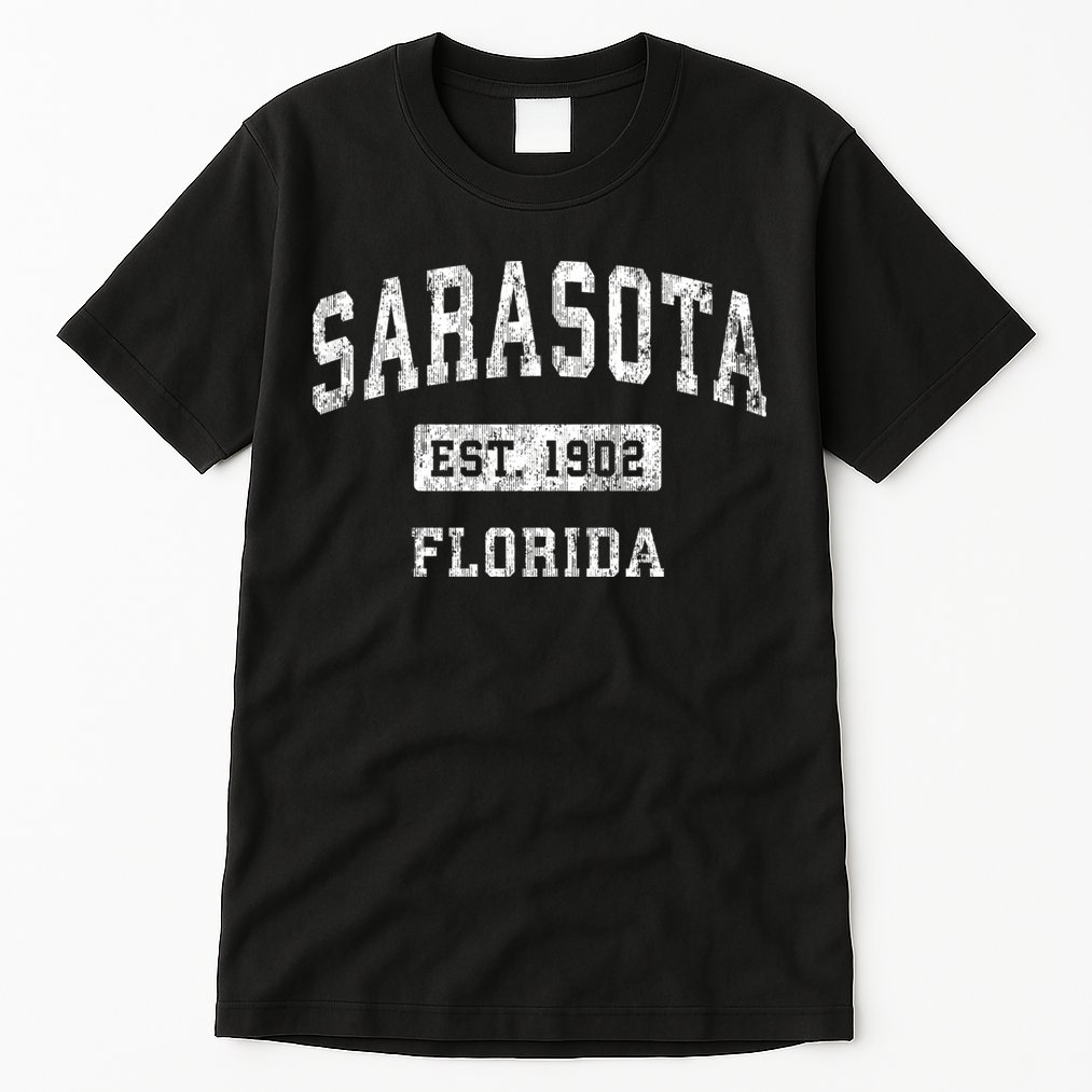 Sarasota Florida Fl Vintage Established Sports Tall T-Shirt