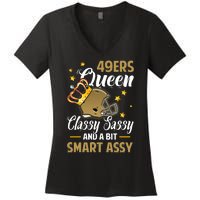 San Francisco Football Queen Classy Sassy And A Bit Smart Assy Women's V-Neck T-Shirt