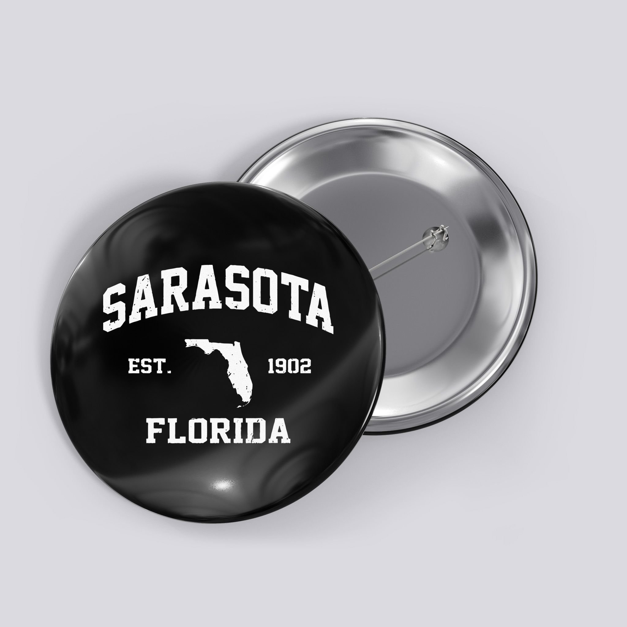 Sarasota Florida FL Vintage State Athletic Style Button