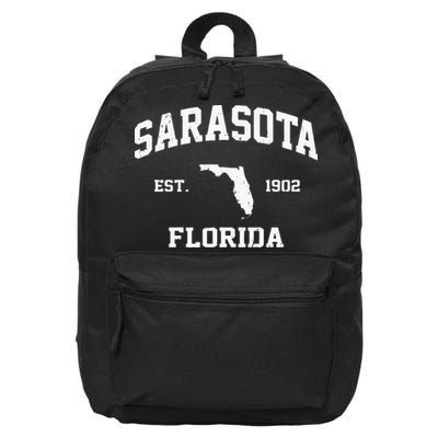 Sarasota Florida FL Vintage State Athletic Style 16 in Basic Backpack