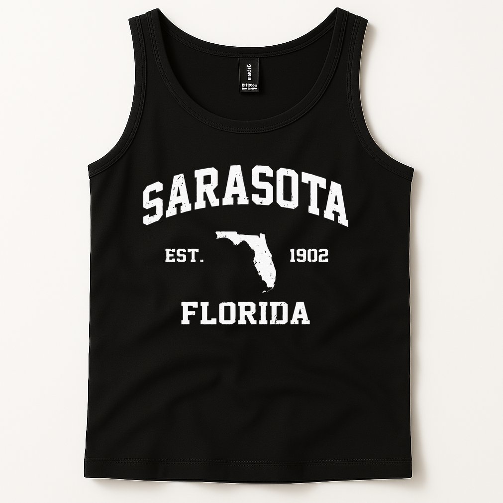Sarasota Florida FL Vintage State Athletic Style Tank Top