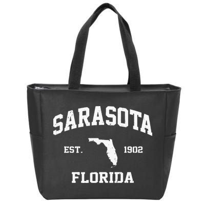 Sarasota Florida FL Vintage State Athletic Style Zip Tote Bag