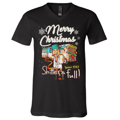 Shitters Full Funny Camper RV Camping TShirt V-Neck T-Shirt