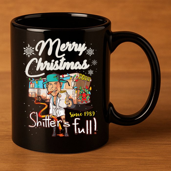 Shitters Full Funny Camper RV Camping TShirt 11oz C Handle Ceramic Mug