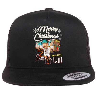 Shitters Full Funny Camper RV Camping TShirt Flat Bill Trucker Hat