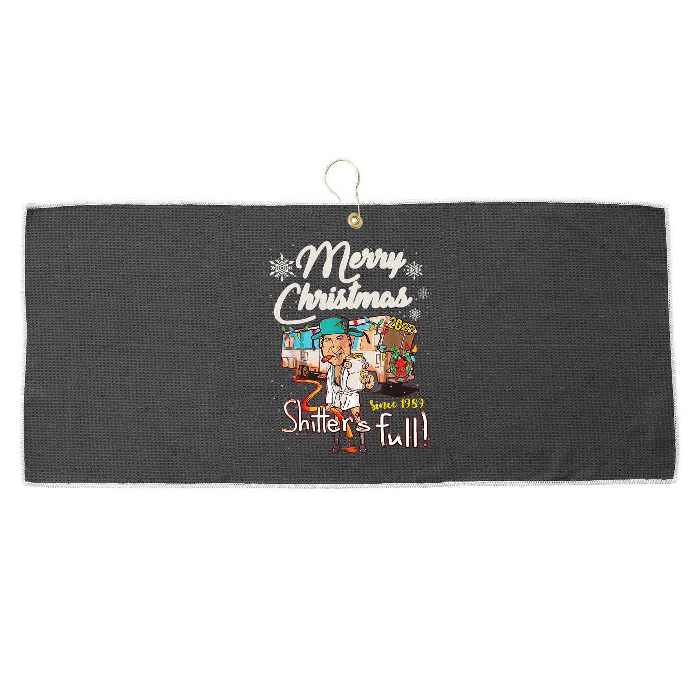 Shitters Full Funny Camper RV Camping TShirt Large Microfiber Waffle Golf Towel