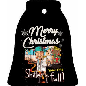 Shitters Full Funny Camper RV Camping TShirt Ceramic Bell Ornament