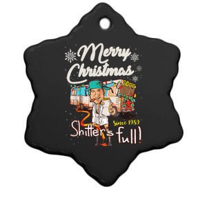 Shitters Full Funny Camper RV Camping TShirt Ceramic Star Ornament