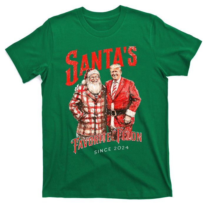 SantaS Favorite Felon Since 2024 Christmas Xmas Funny Trump T-Shirt