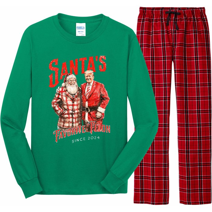 SantaS Favorite Felon Since 2024 Christmas Xmas Funny Trump Long Sleeve Pajama Set