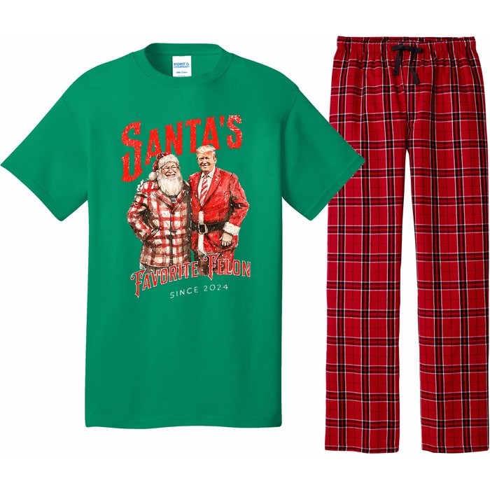 SantaS Favorite Felon Since 2024 Christmas Xmas Funny Trump Pajama Set