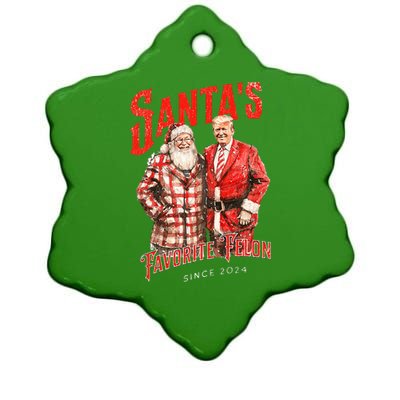 SantaS Favorite Felon Since 2024 Christmas Xmas Funny Trump Ceramic Star Ornament