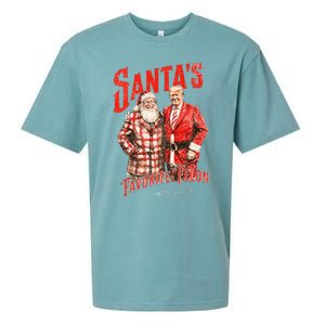 SantaS Favorite Felon Since 2024 Christmas Xmas Funny Trump Sueded Cloud Jersey T-Shirt