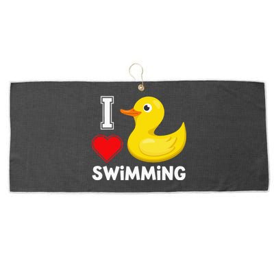 Swim For Funny I Love Swimming Duck Large Microfiber Waffle Golf Towel