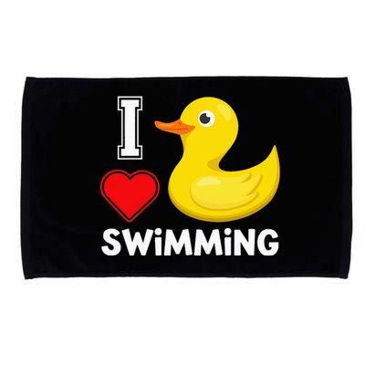 Swim For Funny I Love Swimming Duck Microfiber Hand Towel