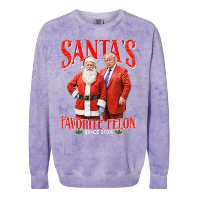 SantaS Favorite Felon Since 2024 Christmas Xmas Funny Trump Gift Colorblast Crewneck Sweatshirt