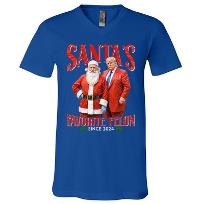 SantaS Favorite Felon Since 2024 Christmas Xmas Funny Trump Gift V-Neck T-Shirt