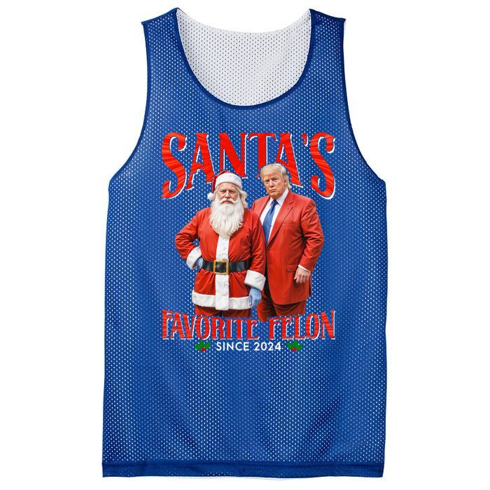 SantaS Favorite Felon Since 2024 Christmas Xmas Funny Trump Gift Mesh Reversible Basketball Jersey Tank