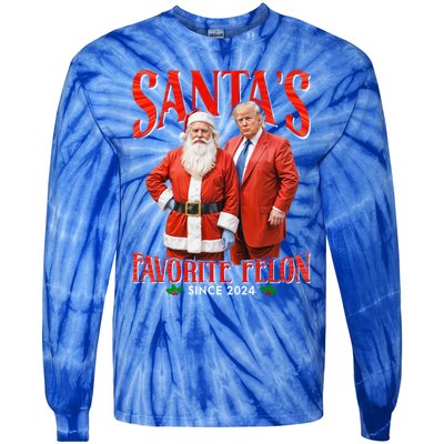 SantaS Favorite Felon Since 2024 Christmas Xmas Funny Trump Gift Tie-Dye Long Sleeve Shirt