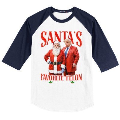 SantaS Favorite Felon Since 2024 Christmas Xmas Funny Trump Gift Baseball Sleeve Shirt