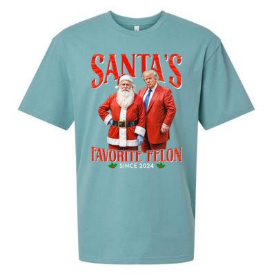 SantaS Favorite Felon Since 2024 Christmas Xmas Funny Trump Gift Sueded Cloud Jersey T-Shirt