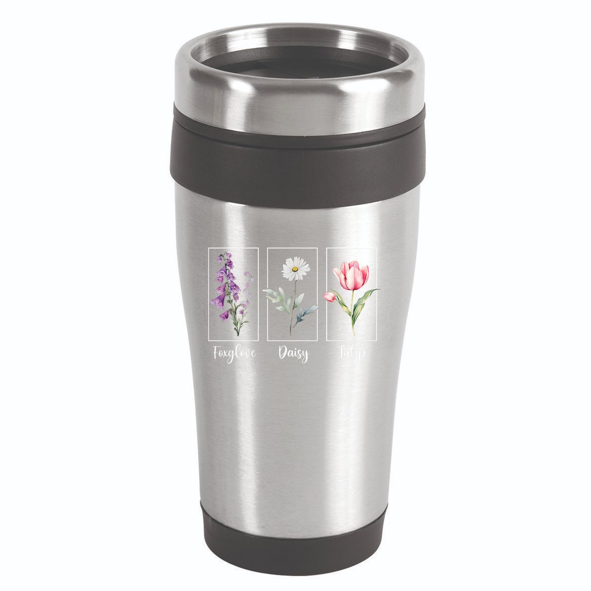 Subtle Floral Foxglove Daisy Tulip Flowers Women 16oz Travel Tumbler