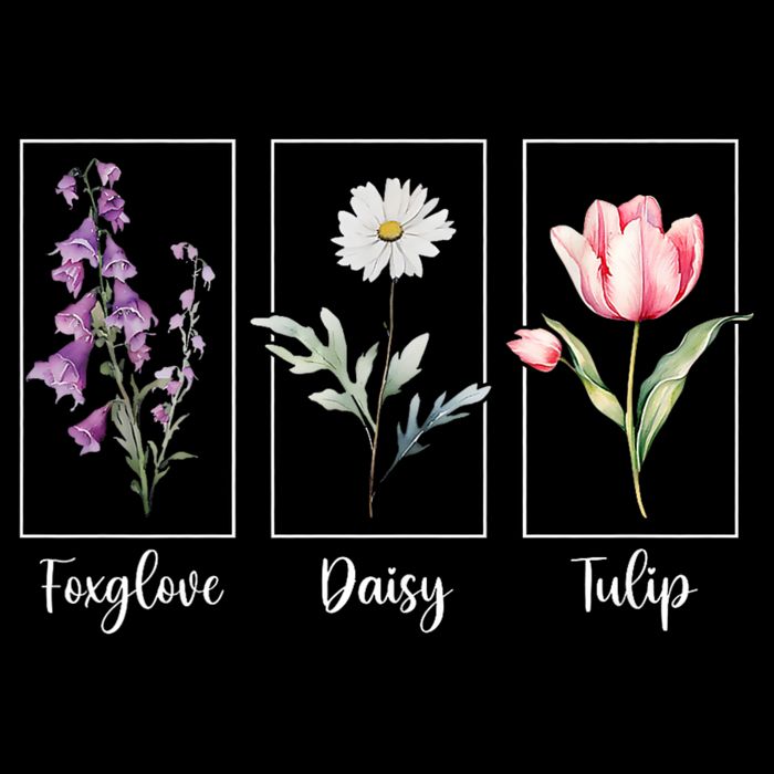 Subtle Floral Foxglove Daisy Tulip Flowers Women Toddler Hoodie