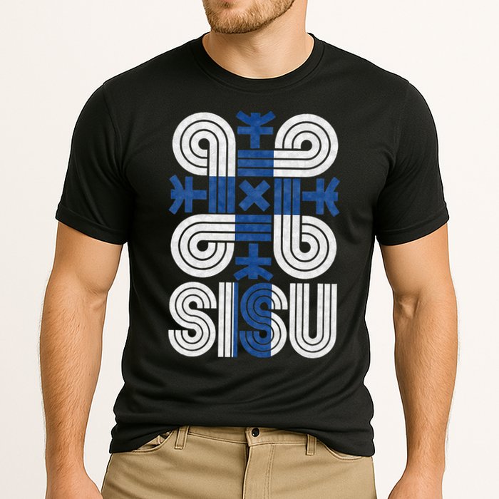 Sisu Finnish Flag Suomi Finland Protection Symbol Rune Cooling Performance Crew T-Shirt