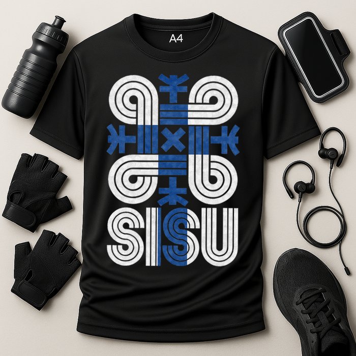 Sisu Finnish Flag Suomi Finland Protection Symbol Rune Cooling Performance Crew T-Shirt