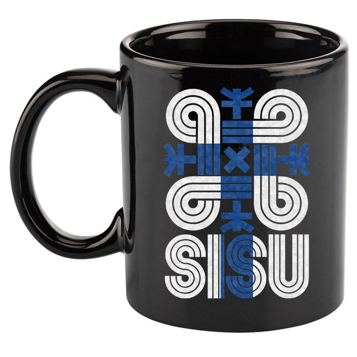 Sisu Finnish Flag Suomi Finland Protection Symbol Rune 11oz C Handle Ceramic Mug