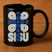 Sisu Finnish Flag Suomi Finland Protection Symbol Rune 11oz C Handle Ceramic Mug
