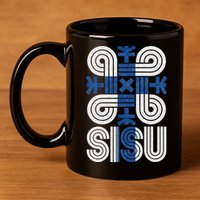 Sisu Finnish Flag Suomi Finland Protection Symbol Rune 11oz C Handle Ceramic Mug