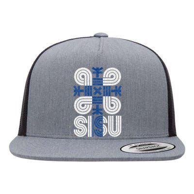 Sisu Finnish Flag Suomi Finland Protection Symbol Rune Flat Bill Trucker Hat