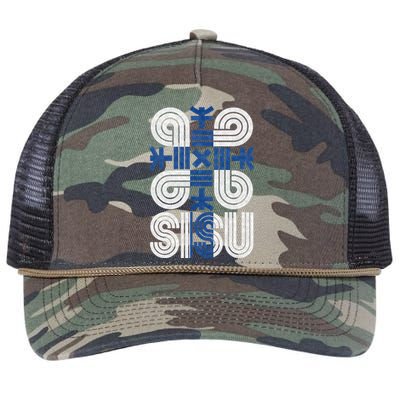 Sisu Finnish Flag Suomi Finland Protection Symbol Rune Retro Rope Trucker Hat Cap