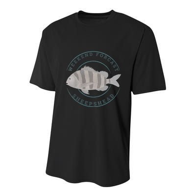 Sheepshead Fishing Fisherman Design Youth Performance Sprint T-Shirt