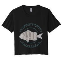 Sheepshead Fishing Fisherman Design Women's Crop Top Tee