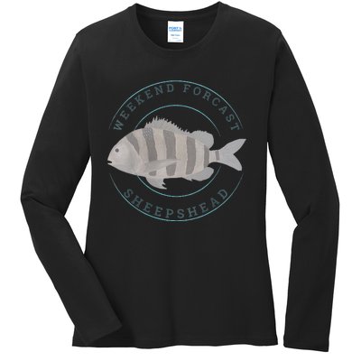 Sheepshead Fishing Fisherman Design Ladies Long Sleeve Shirt