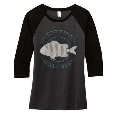 Sheepshead Fishing Fisherman Design Women's Tri-Blend 3/4-Sleeve Raglan Shirt