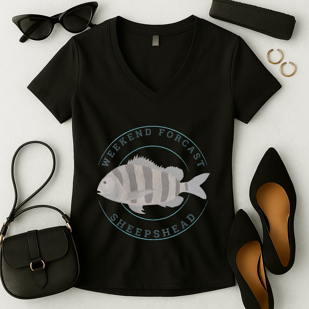 Sheepshead Fishing Fisherman Design Women's V-Neck T-Shirt