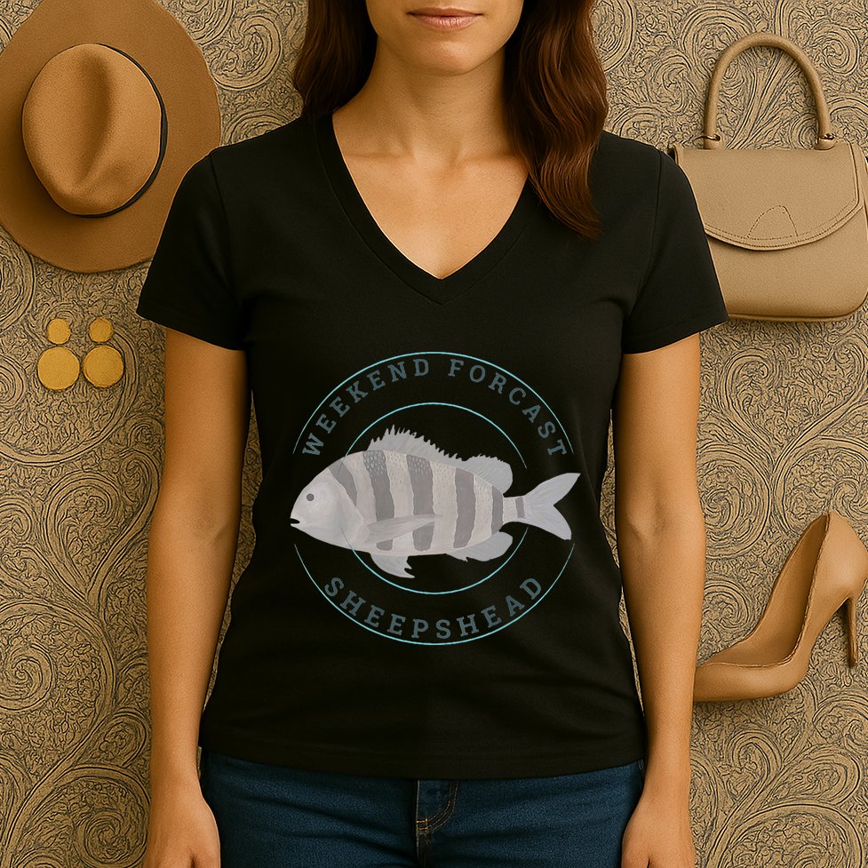 Sheepshead Fishing Fisherman Design Women's V-Neck T-Shirt