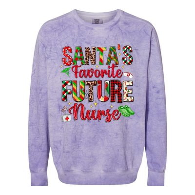 SantaS Favorite Future Nurse Buffalo Plaid Christmas Gift Colorblast Crewneck Sweatshirt