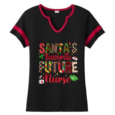 SantaS Favorite Future Nurse Buffalo Plaid Christmas Gift Ladies Halftime Notch Neck Tee