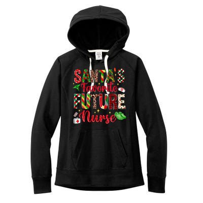 SantaS Favorite Future Nurse Buffalo Plaid Christmas Gift Women's Fleece Hoodie