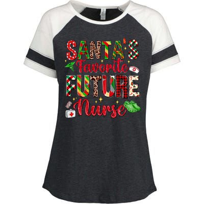 SantaS Favorite Future Nurse Buffalo Plaid Christmas Gift Enza Ladies Jersey Colorblock Tee