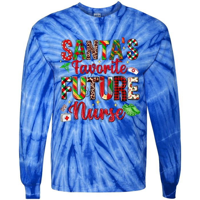 SantaS Favorite Future Nurse Buffalo Plaid Christmas Gift Tie-Dye Long Sleeve Shirt